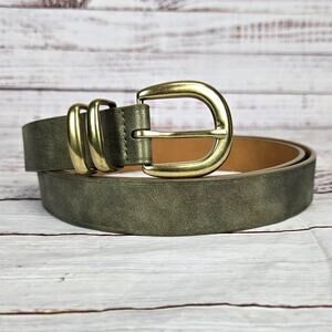 Target Belt Womens 2XL Vegan Leather Shimmer Olive Green with Gold Tone Buckle